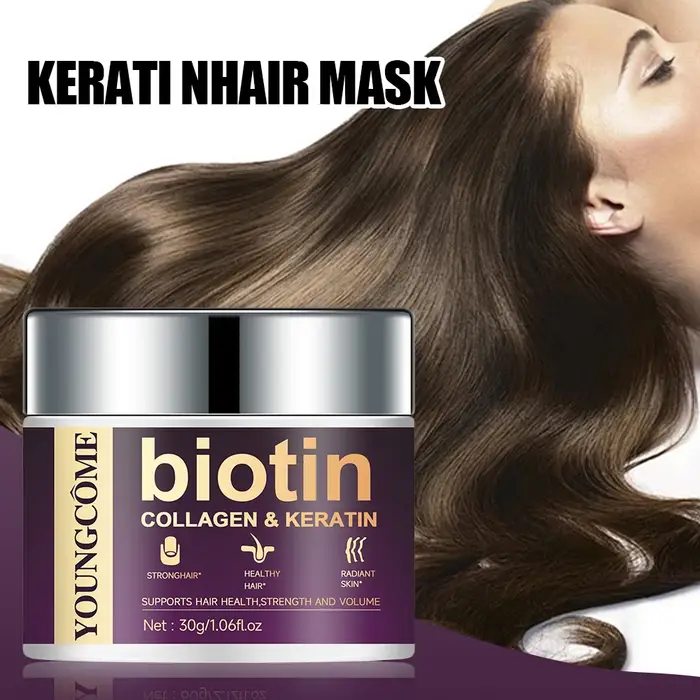 Masque capillaire hydratant à la biotine contenant du collagène et de la kératine naturelle