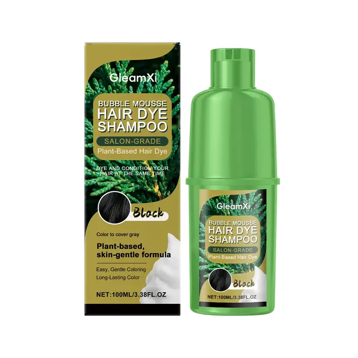 Shampoo colorant capillaire 2 en 1 à bulles, doux, longue durée, couvrant les cheveux gris, nourriss