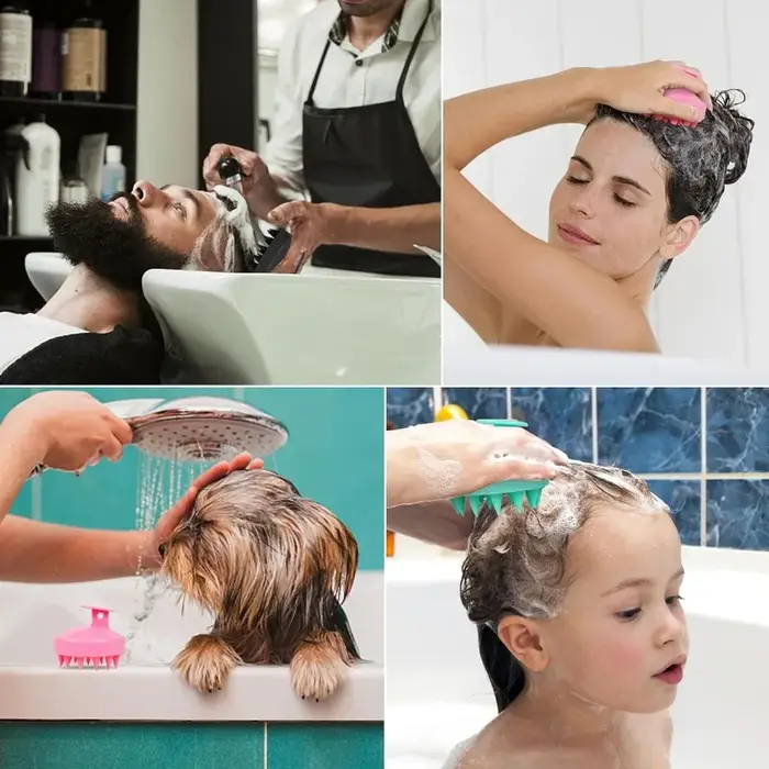 Brosse à shampoing en Silicone pour cuir chevelu