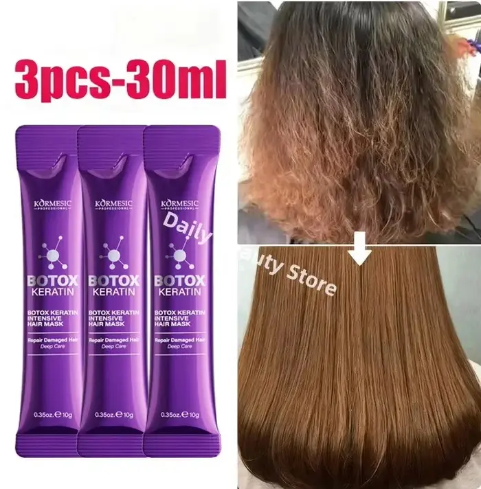 Masque capillaire magique à la kératine pour réparer en 5 secondes les cheveux abîmés et crépus, pou