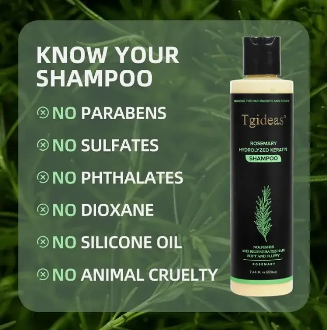 Shampooing capillaire bio Tgideas à la kératine hydrolysée et au romarin