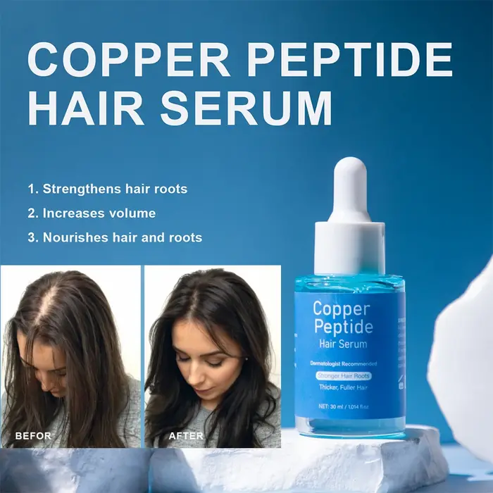 Sérum capillaire au cuivre et aux peptides pour la croissance des cheveux, soin nourrissant du cuir 