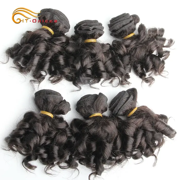 Htonicca-Extensions de Cheveux Brésiliens Naturels Courts Bouclés