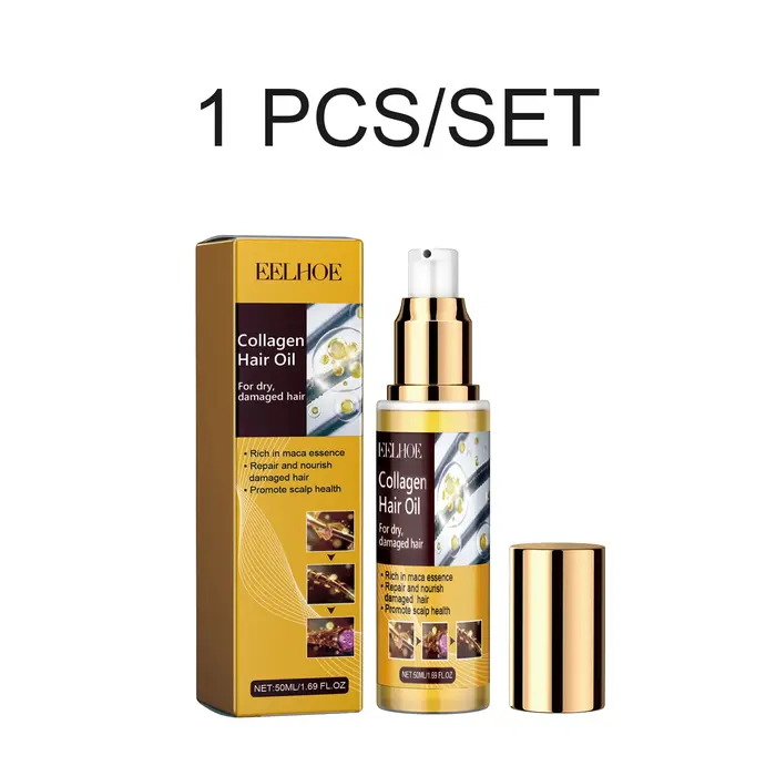 Huile capillaire au collagène, huile essentielle pour cheveux secs et abîmés, hydratante, lissante, 