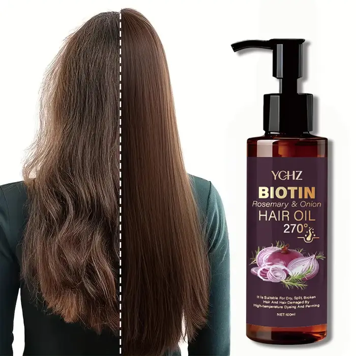 Huile capillaire à la biotine avec romarin et oignon - Hydrate les cheveux secs