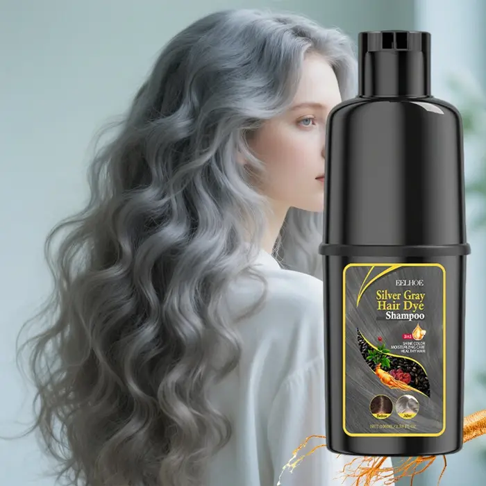 Shampoing 3 en 1 pour teinture capillaire, couleur grise, contrôle de l'huile, nettoyage des cheveux