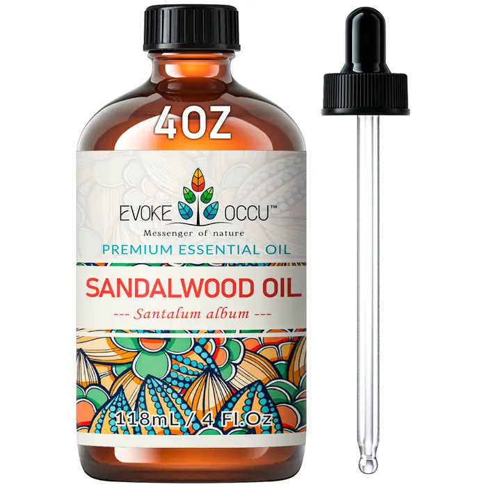 EVOKE OCCU 118ML/4 Fl.Oz. Huiles essentielles, huile végétale de santal de qualité supérieure pour diffuseur, purificateur, soin de la peau et des cheveux, fabrication de bougies et de savons