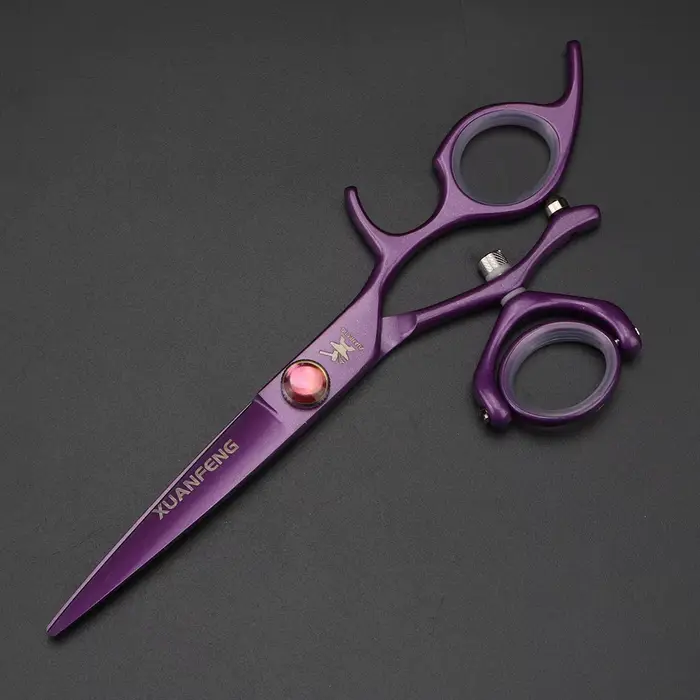XUANTENG Ciseaux à cheveux professionnels à poignée unique violette, ciseaux de coupe de barbier et
