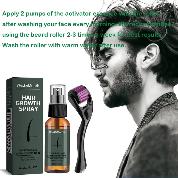 Kit de spray pour barbe homme avec micro-rouleau 0