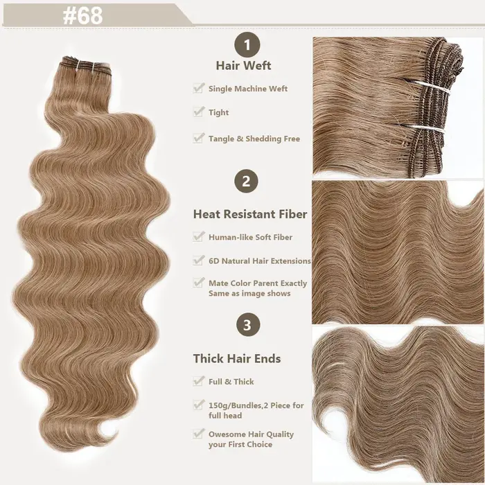 Magicae mettre en évidence blond 27/613 200 grammes Bio corps vague cheveux paquets 30 pouces brun M816 argent blanc