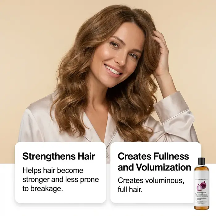 Shampoo au romarin et à l'oignon rouge anti-chute de cheveux