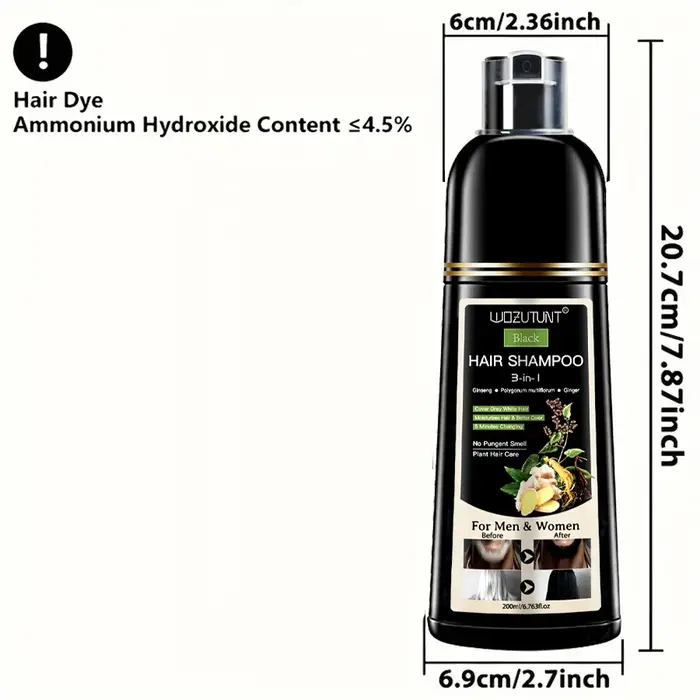 Shampoing 3 en 1 à base de plantes naturelles, 200ml, noir, marron foncé, couverture grise, nourrissant en profondeur, crème de coloration rapide pour femmes et hommes