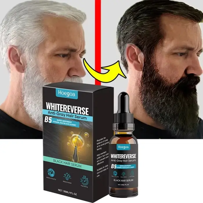 Sérum de traitement pour cheveux gris et blancs, couverture de cheveux blancs à noir, Spray réparate