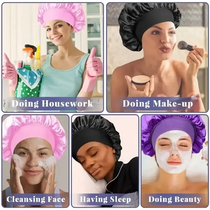 Bonnet doublé en Satin de soie douce, 1 pièce, grand Bonnet de cheveux en Satin, Bonnet de douche de