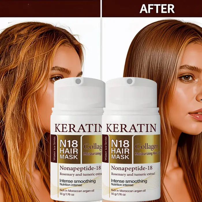 Masque Capillaire à la Kératine et Collagène – Traitement Lissant Intense pour Cheveux Secs et Abîmés, Nourrissant – 50g