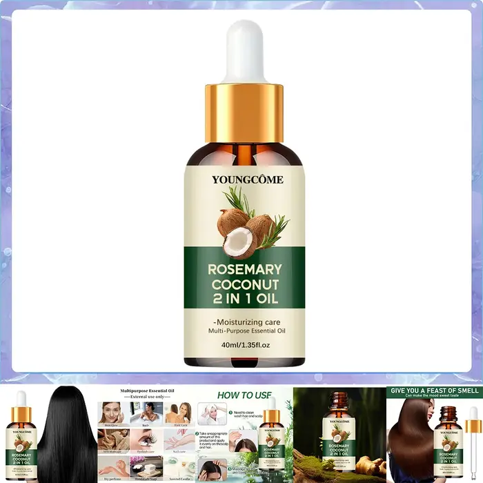 Huile essentielle de romarin et d'huile de noix de coco pour améliorer la perte de cheveux et nourrir