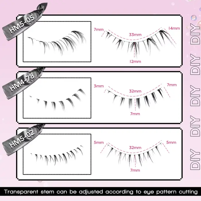 10 paires de cils inférieurs Pack sous les cils cils inférieurs doux 100% bande transparente faite à