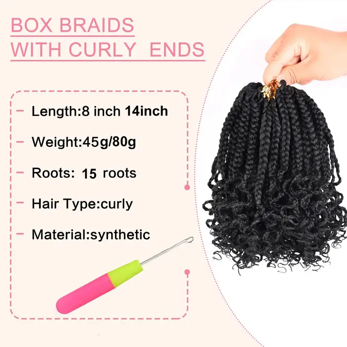 Boîte synthétique tresses Crochet cheveux pour femmes noires avec extrémités bouclées pré-bouclées d