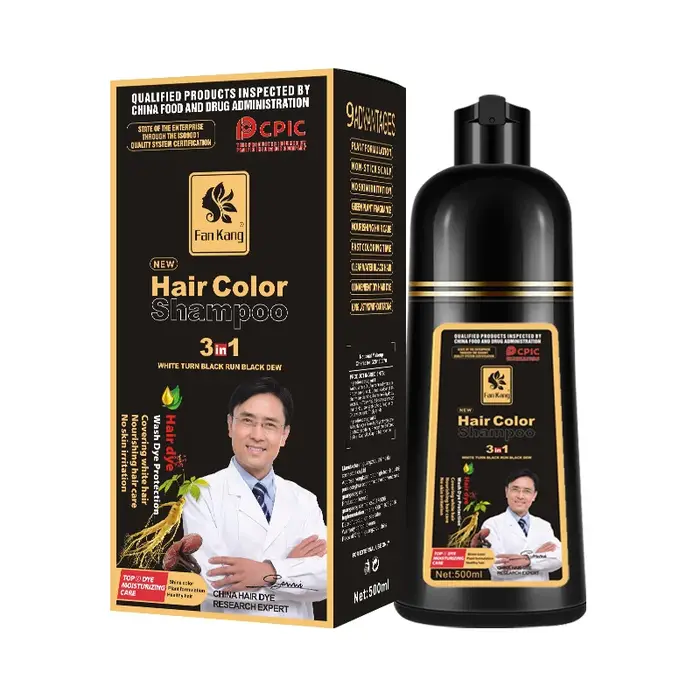 Shampoing nettoyant pour cheveux, colorant, noir, document en continu, authentique, sans dommage, pl