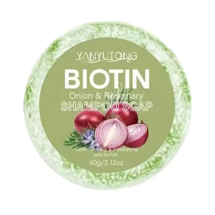 Savon Shampoing à l'oignon et à la biotine - 60 g, adapté à tous les types de cheveux, hydratant et 