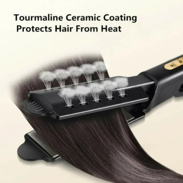 Lisseur de cheveux à quatre réglages de température, en céramique tourmaline ionique, avec plaques l