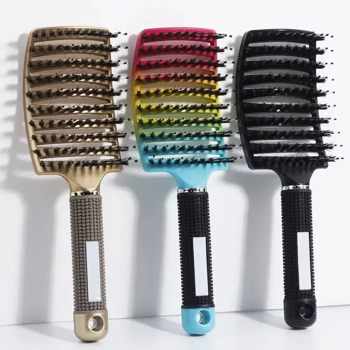 Brosse à cheveux démêlante en poils et Nylon pour femmes, peigne de Massage humide, outils de coiffu