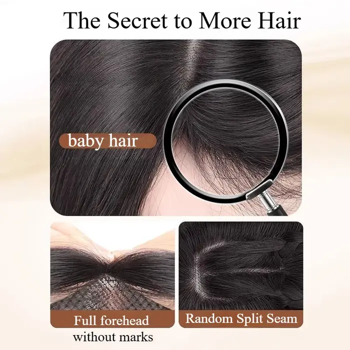 Perruque femme Figure-huit frange ajouter du Volume à la haut de la tête frange naturelle Extensions