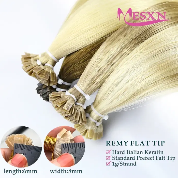Extensions de cheveux MESXN de haute qualité à pointe plate
