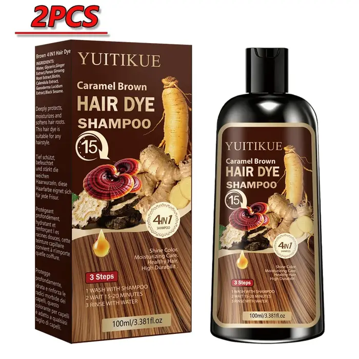 YUITIKUE Shampooing Colorant 4-en-1 Brun Caramel 100ml
