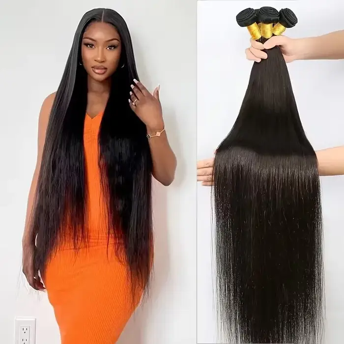 Lot de 3 ou 4 mèches de cheveux humains brésiliens Remy non traités