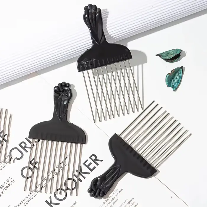 Peigne Afro afro-américain en métal noir pour Salon d'outils de coiffure