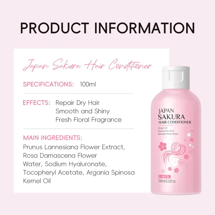 Shampooing/après-shampoing LAIKOU Japan Sakura pour réparer les cheveux abîmés