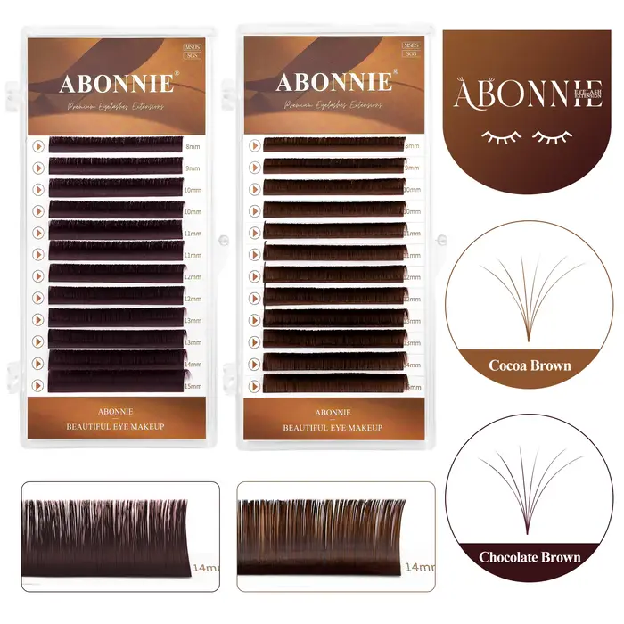 ABONNIE-Extensions de Cils en Cachemire, Chocolat, Brun, Facile à Faire à la Main