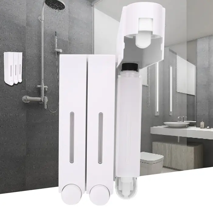 Distributeur de shampoing à trois têtes, distributeur de savon liquide de douche mural, distributeurs de shampoing à trois têtes pour salle de bain d'hôtel