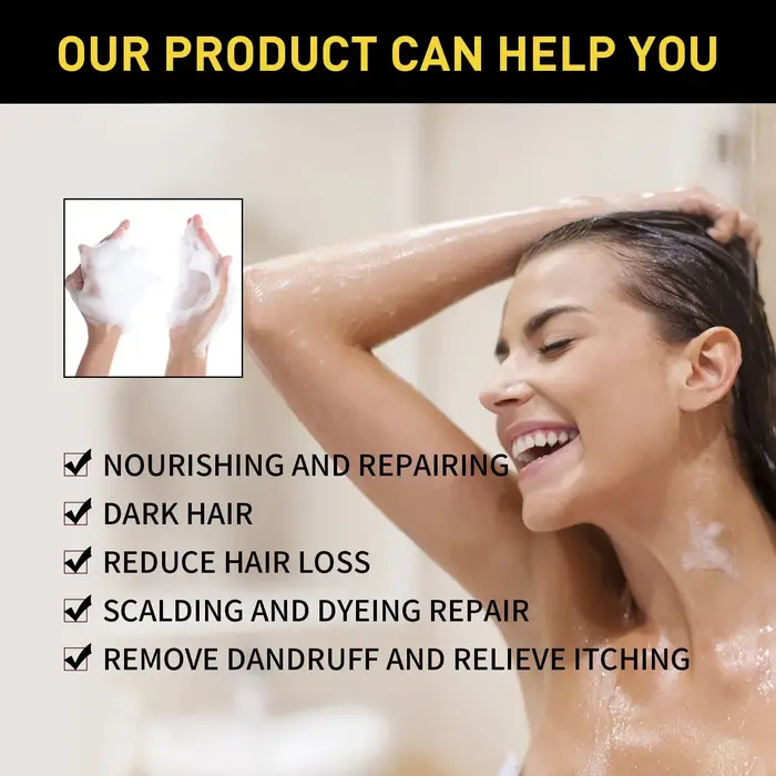 EELHOE shampooing de teinture pour cheveux noirs 3 en 1 croissance propre