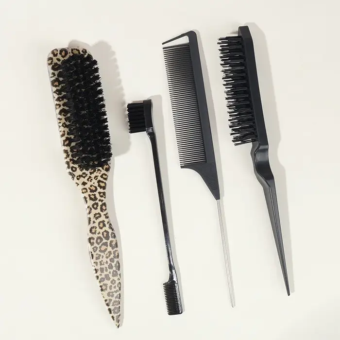 Brosse à cheveux à poils pour coiffure slick back, pour queue de cheval et chignon élégants, et pour