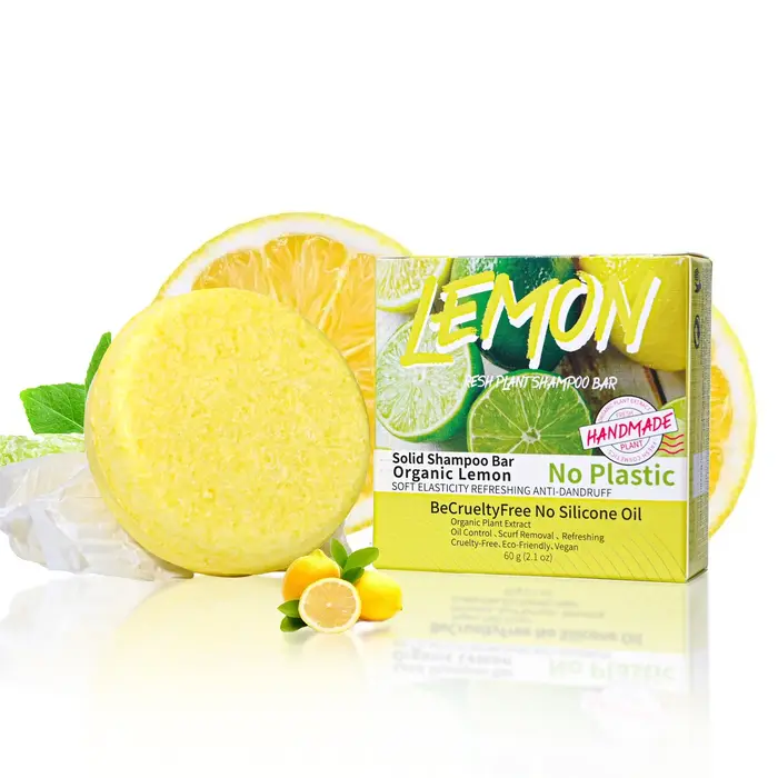 J + 60g Nature plante citron solide shampooing rafraîchissant contrôle de l'huile shampooing barre d