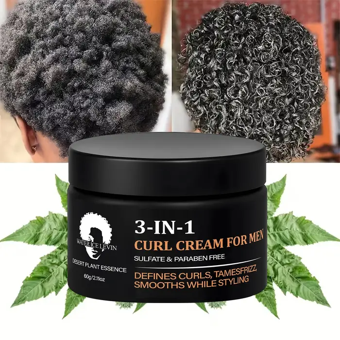 Crème pour cheveux 3 en 1 pour hommes : Sans sulfate/sans paraben