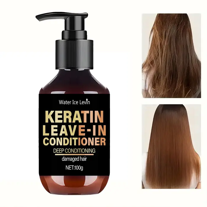 Après-shampooing sans rinçage à la kératine avec biotine et collagène – répare les cheveux endommagés pour une humidité