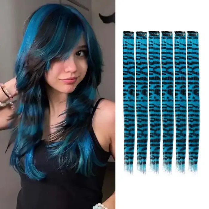 Extensions capillaires synthétiques longues et lisses à rayures imprimées