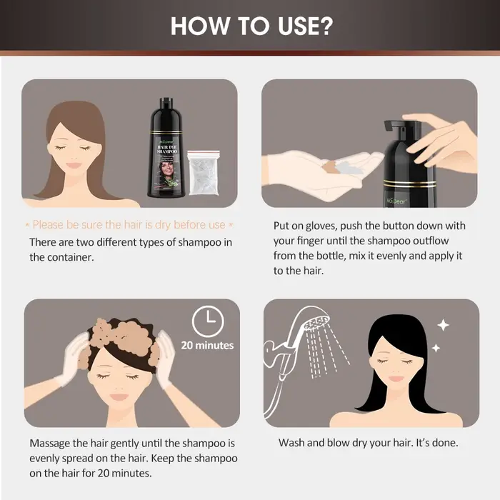 Shampoing de coloration instantanée 3 en 1