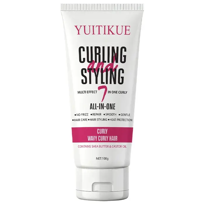 Crème coiffante et bouclante 7-en-1 YUITIKUE | Beurre de karité et huile de ricin, pour cheveux on