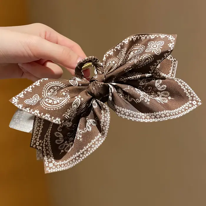 1 pièces Style femme, pince à cheveux avec nœud en fleur de cajou marron, pince à cheveux haut de ga