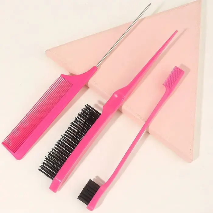Ensemble de peignes de coiffure 3 pièces avec brosse à cheveux à triple déchirure, brosse de bord de