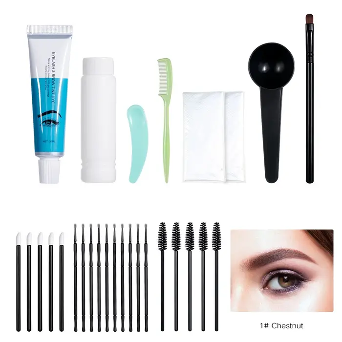 Kit de teinture professionnelle permanente pour cils, sourcils, barbe et moustache – Mascara coloran