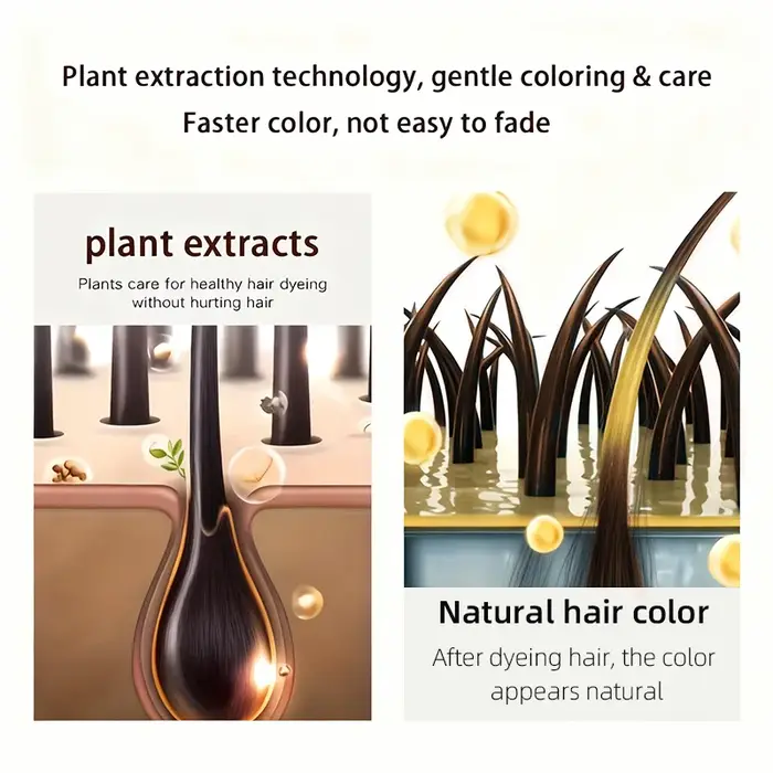 YUITIKUE Shampooing colorant pour cheveux bruns 100 ml - Formule végétale 4 en 1