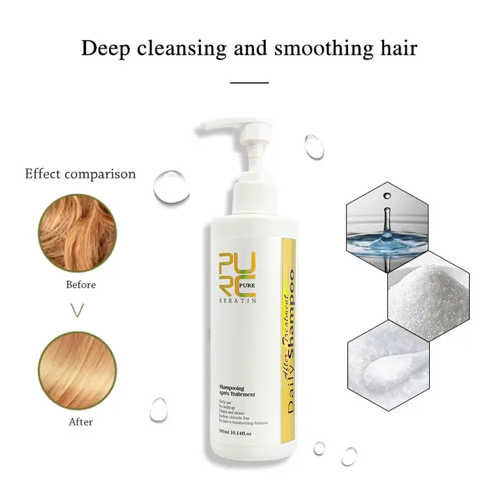 PURC – shampooing purifiant, 300ml, après-shampoing pour lisser les cheveux, traitement à la kératin