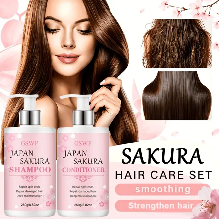 GSWP : Passez au coffret shampoing et après-shampoing GSWP Sakura grande capacité pour renforcer vos
