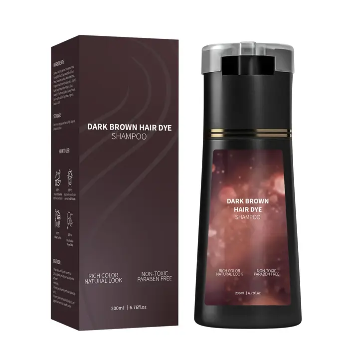 Shampoing pour teinture capillaire, 200ML, couleur rapide, pour cheveux blancs, noircissement rapide