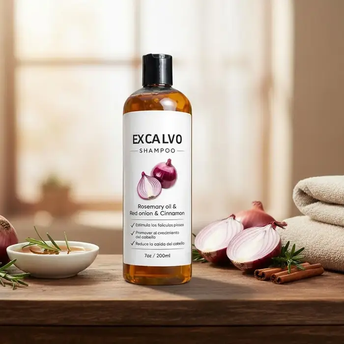 EXCALVO Shampoing naturel à l'oignon pour la croissance des cheveux 200ml Anti-chute Nourrissant Renforce les follicules pileux Soin du cuir chevelu